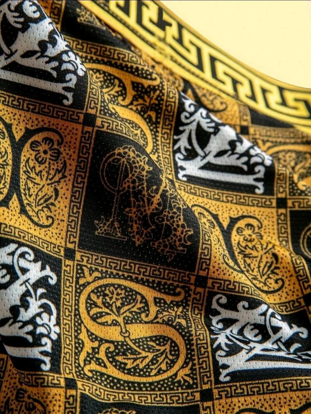 Men's Black & Gold Patterned Stretch Boxer Briefs -  5PACK